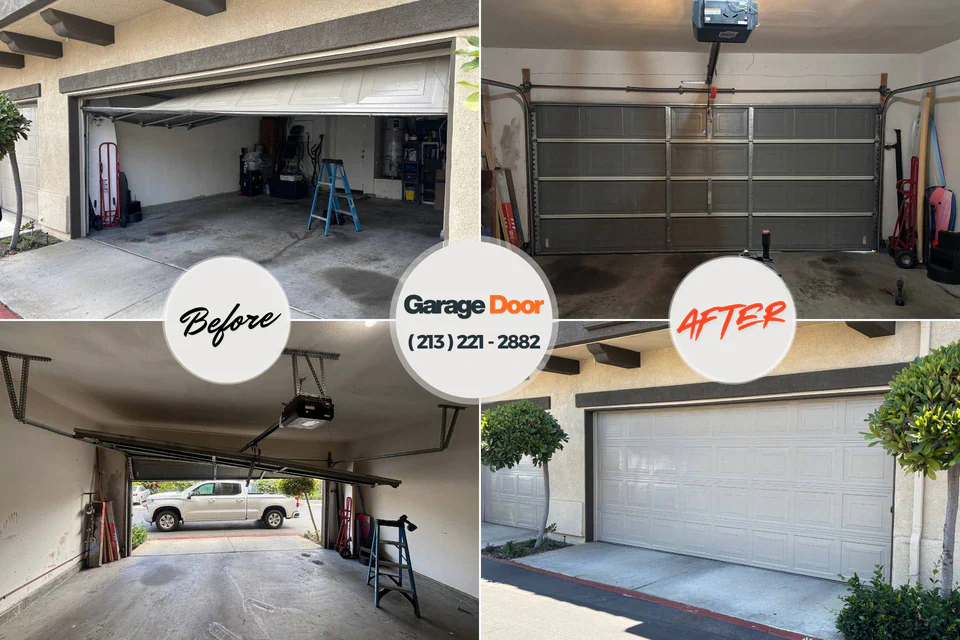 Before and after: garage door repair Nephi, UT